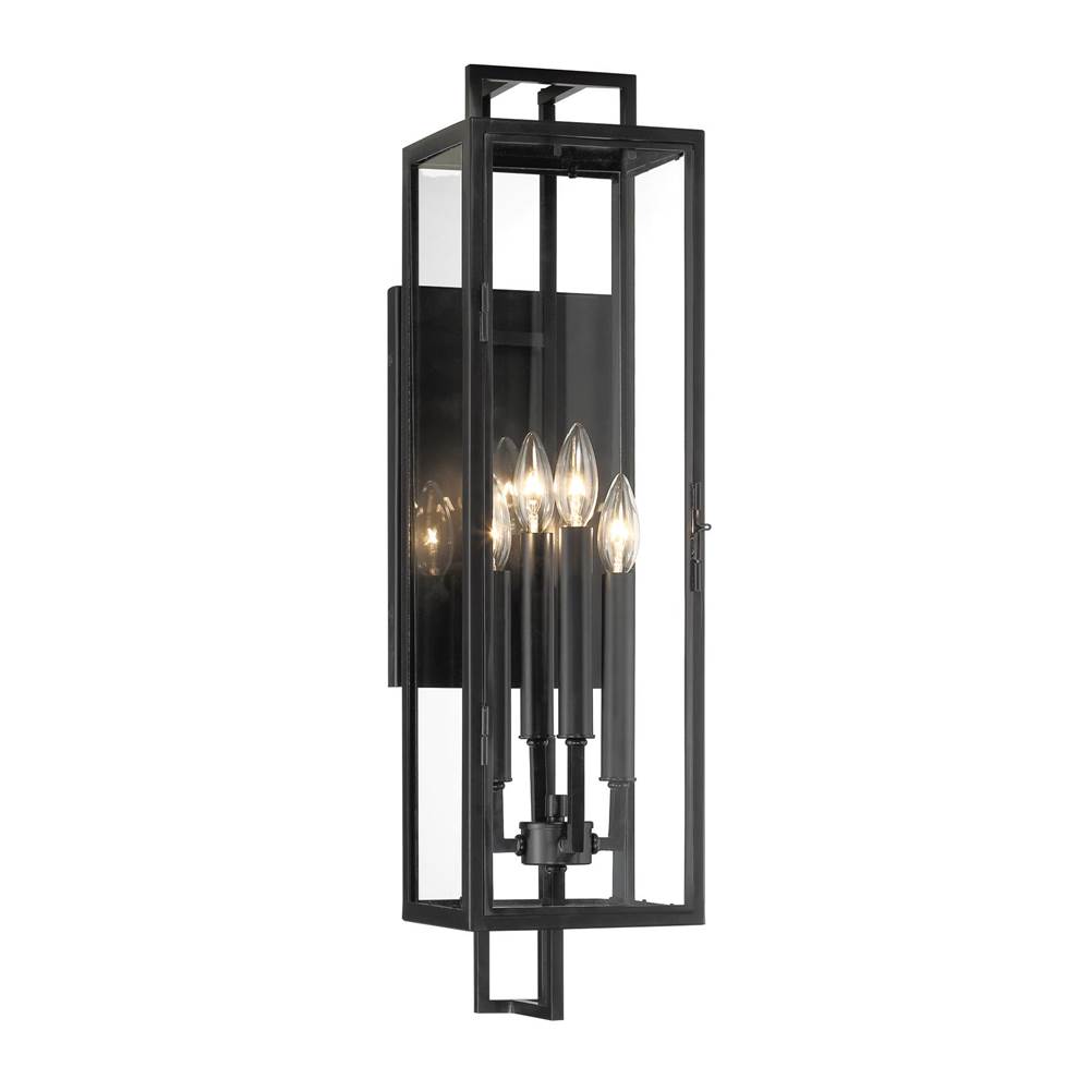 The Great Outdoors Knoll Road 4-Light Coal Outdoor Wall Mount with Clear Glass Shade