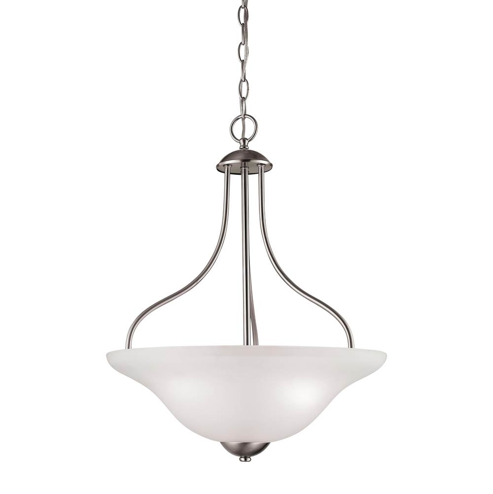 Thomas Lighting Conway 3-Light Pendant in Brushed Nickel With White Glass