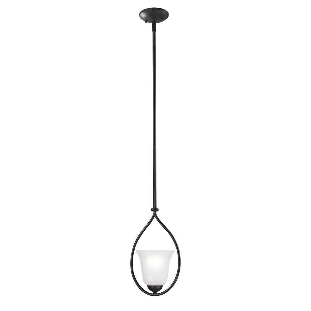 Thomas Lighting Conway 1-Light Mini Pendant in Oil Rubbed Bronze With White Glass