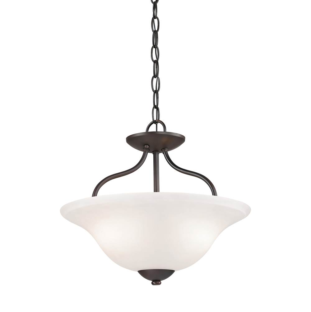 Thomas Lighting Conway 2-Light Semi Flush Mount in Oil Rubbed Bronze With White Glass