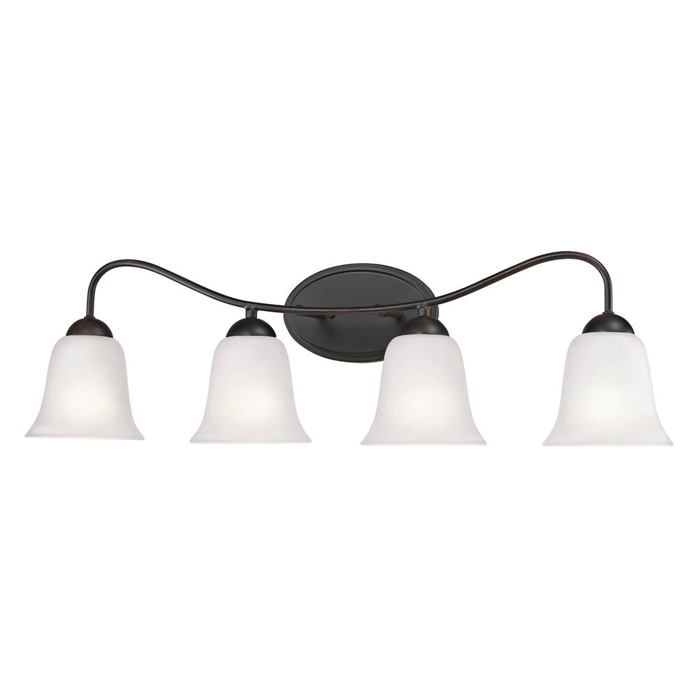 Thomas Lighting Conway 4-Light Vanity Light in Oil Rubbed Bronze With White Glass