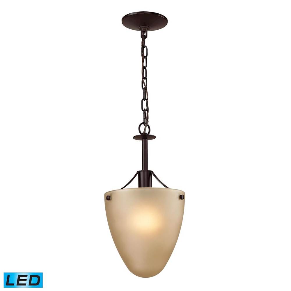 Thomas Lighting Jackson 1-Light Semi Flush in Oil Rubbed Bronze with Light Amber Glass - Includes LED Bulbs
