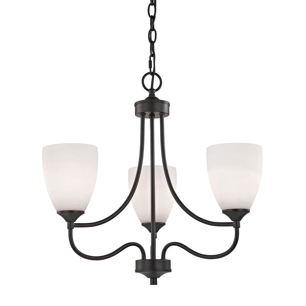 Thomas Lighting Arlington 3-Light Chandelier in Oil Rubbed Bronze With White Glass