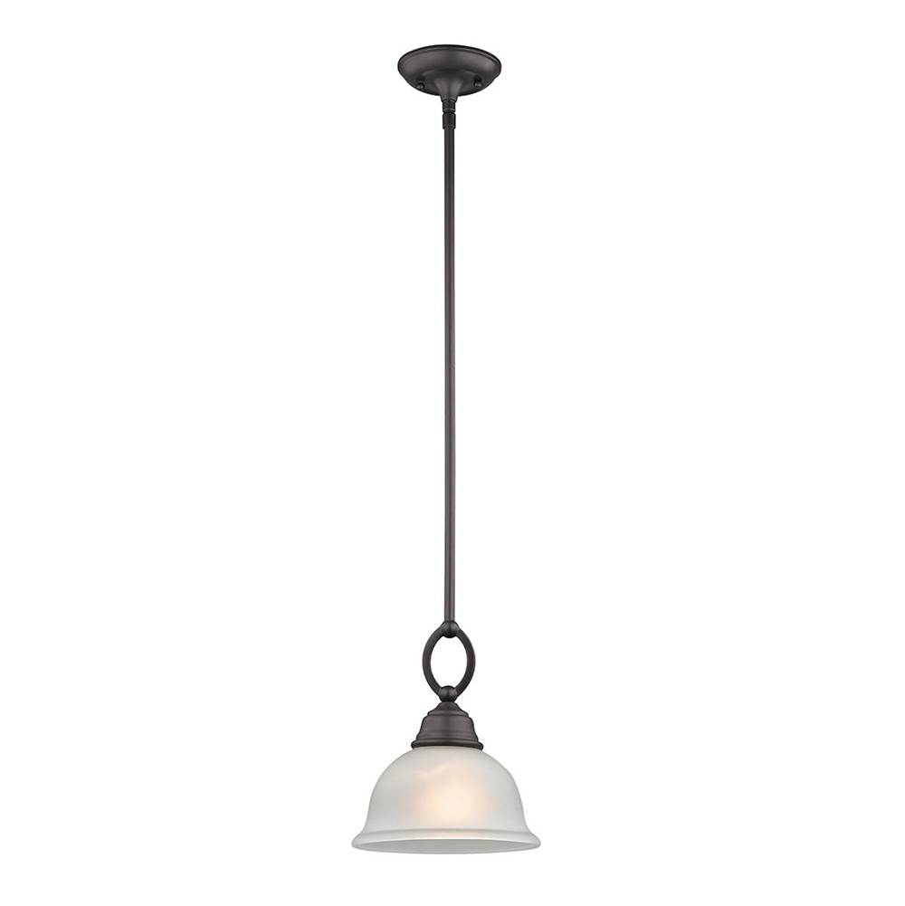 Thomas Lighting Hamilton 1-Light Pendant in Oil Rubbed Bronze With White Glass Shade