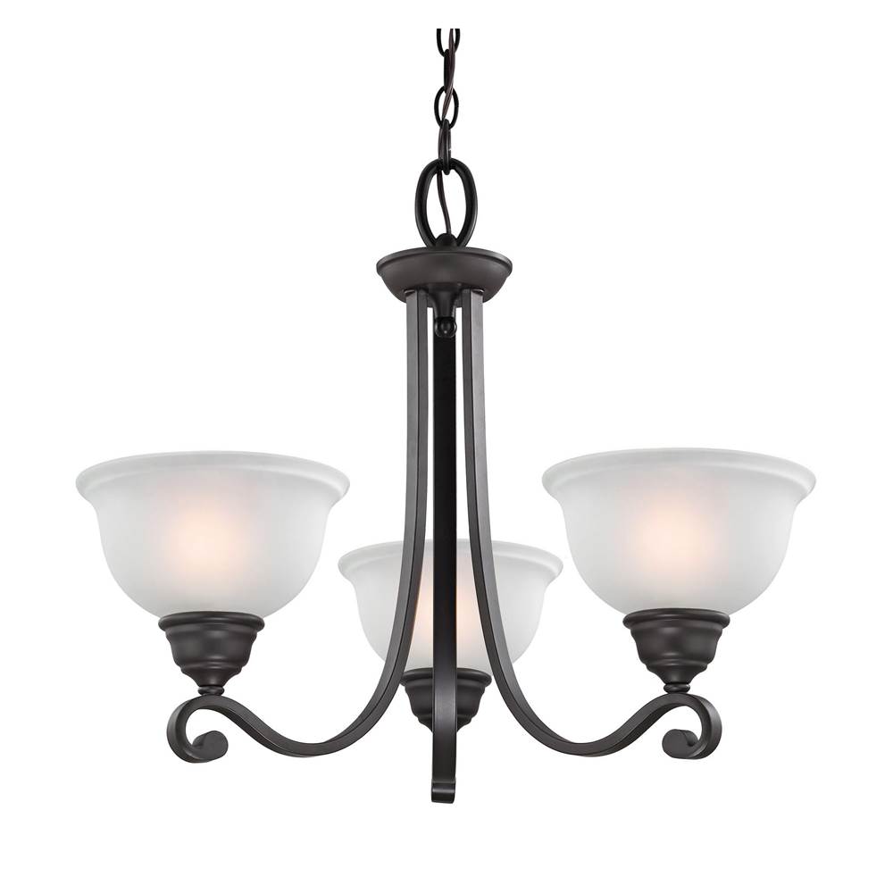 Thomas Lighting Hamilton 3-Light Chandelier in Oil Rubbed Bronze With White Glass
