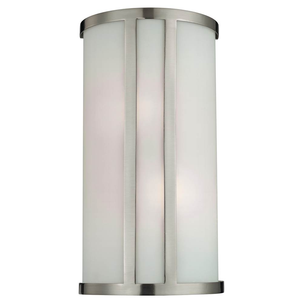 Thomas Lighting 2-Light Wall Sconce in Brushed Nickel With White Glass