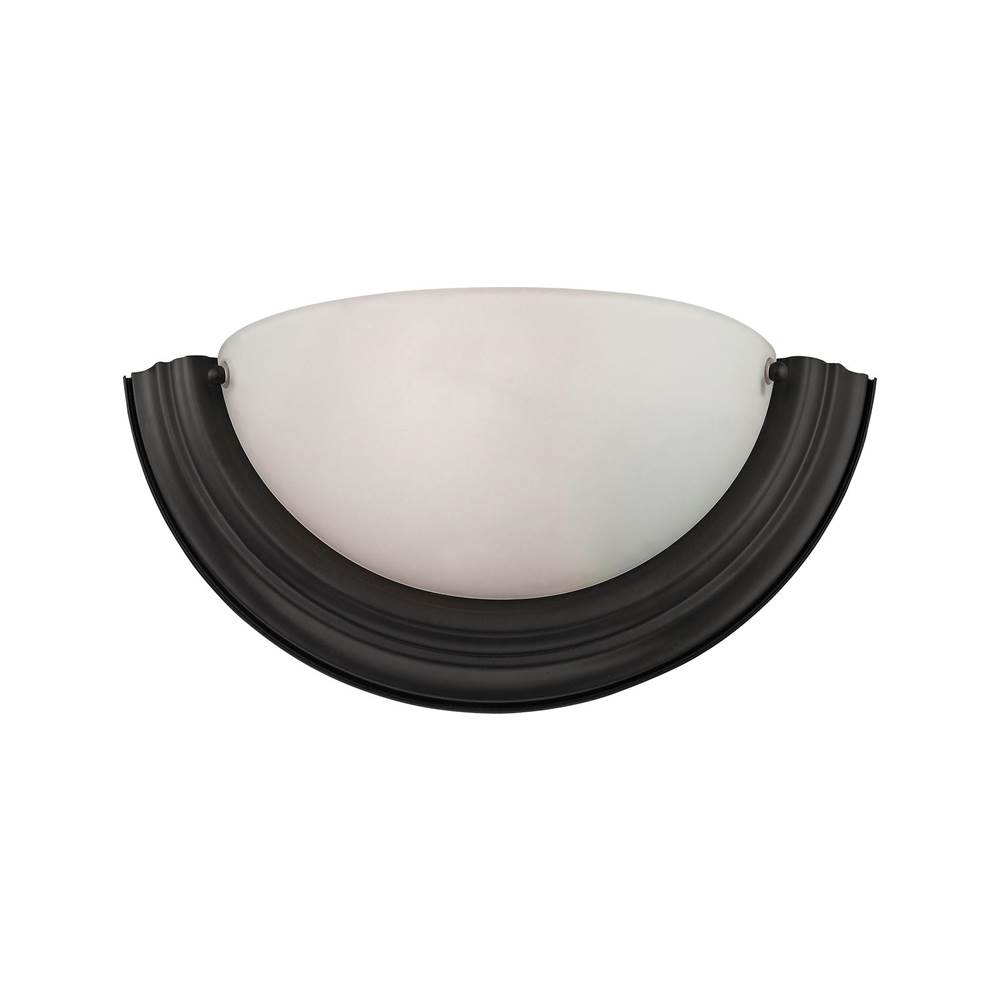 Thomas Lighting 1-Light Wall Sconce in Oiled Rubbed Bronze With White Glass