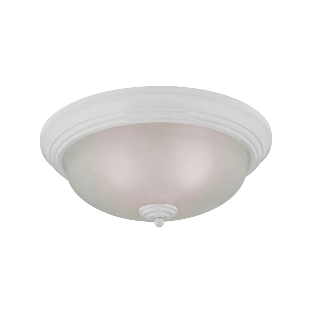Thomas Lighting Huntington 3-Light Flush Mount in White With Etched White Glass