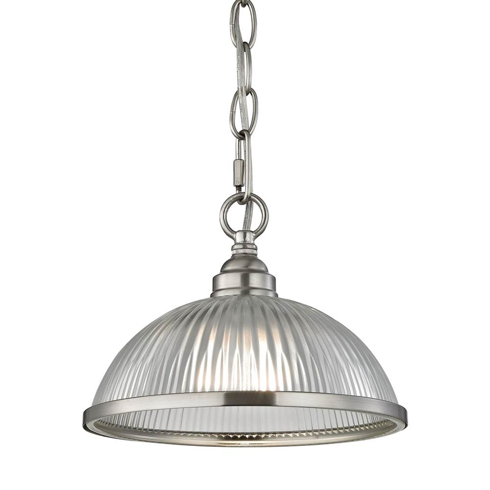 Thomas Lighting Liberty Park 1-Light Flush Mount in Brushed Nickel With Prismatic Clear Glass