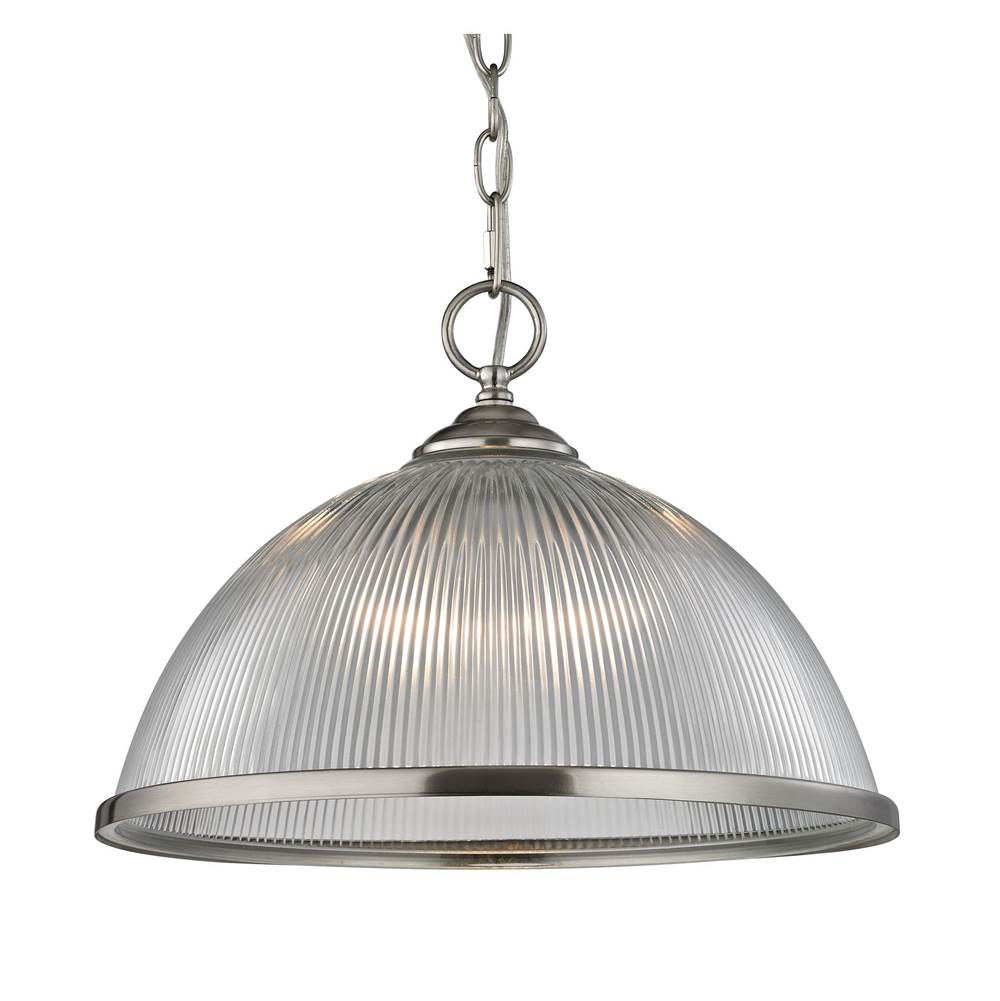 Thomas Lighting Liberty Park 1-Light Pendant in Brushed Nickel With Prismatic Clear Glass