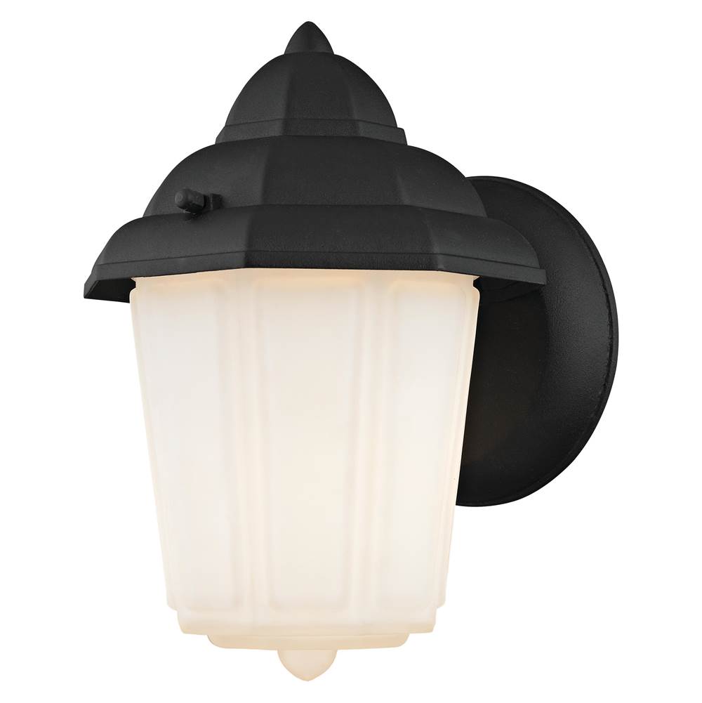 Thomas Lighting Cotswold 1-Light Outdoor Sconce in Matte Black With White Glass