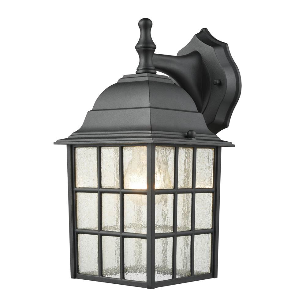 Thomas Lighting Holton 1-Light Outdoor Wall Sconce in Satin Black With Seeded Glass