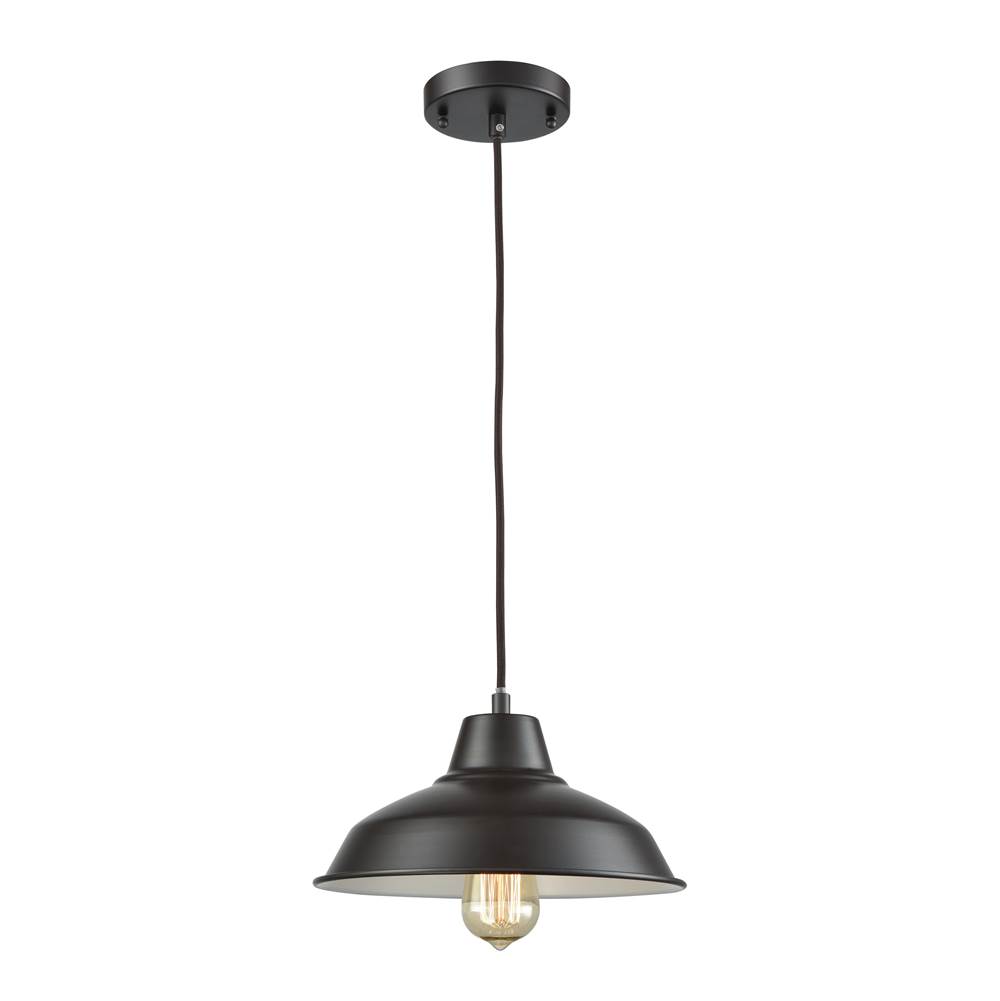 Thomas Lighting Classic Loft 1-Light Pendant in Oil Rubbed Bronze With Black Metal Shade