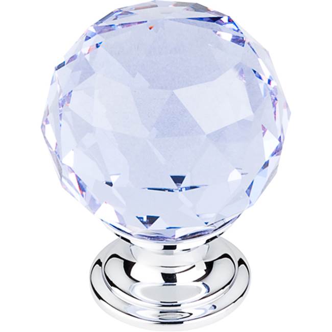 Top Knobs Light Blue Crystal Knob 1 3/8 Inch Polished Chrome Base