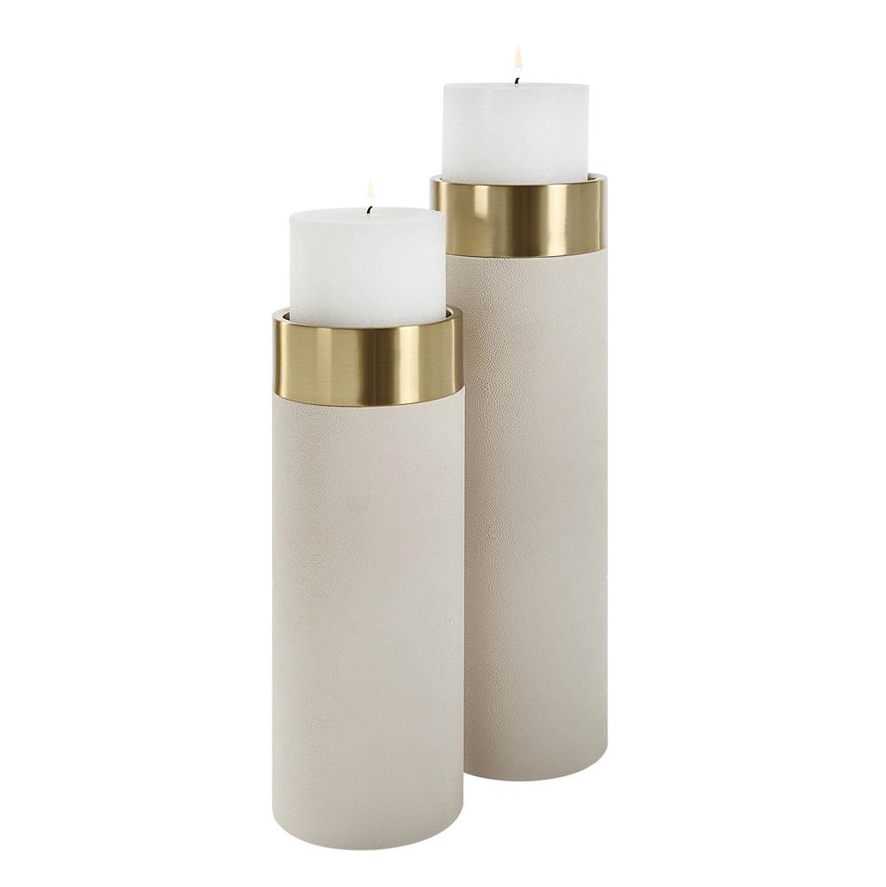 Uttermost Uttermost Wessex White Pillar Candleholders Set Of 2