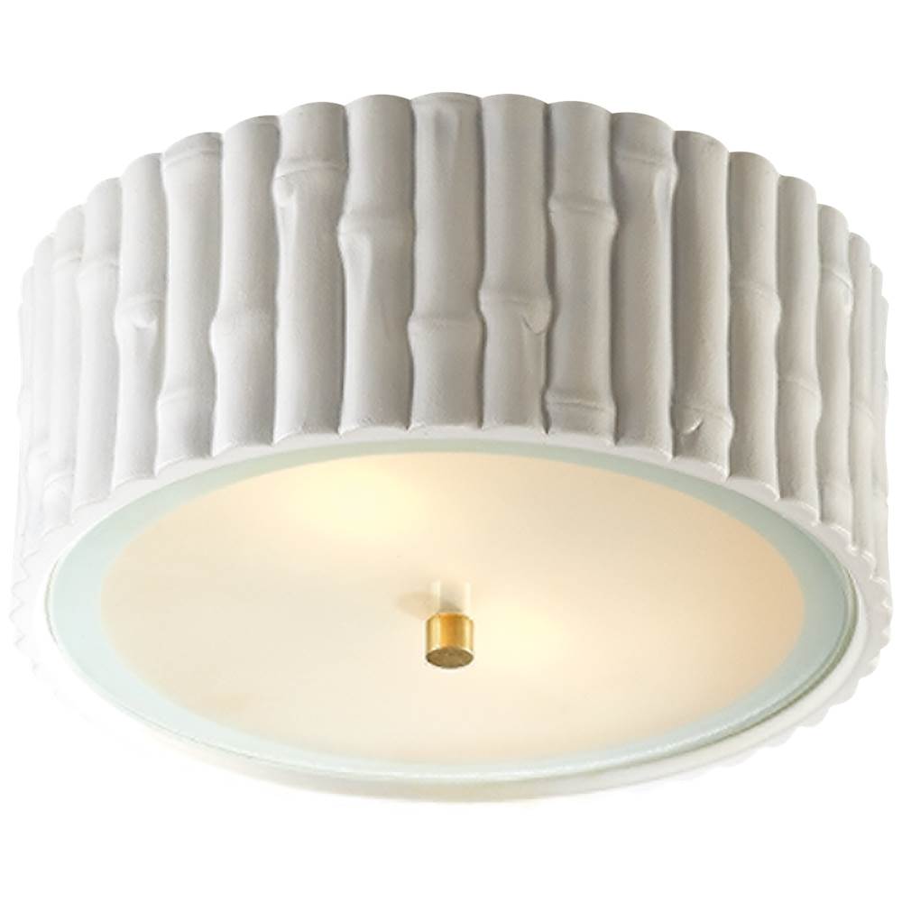 Visual Comfort Signature Collection Frank Small Flush Mount in White with Frosted Glass