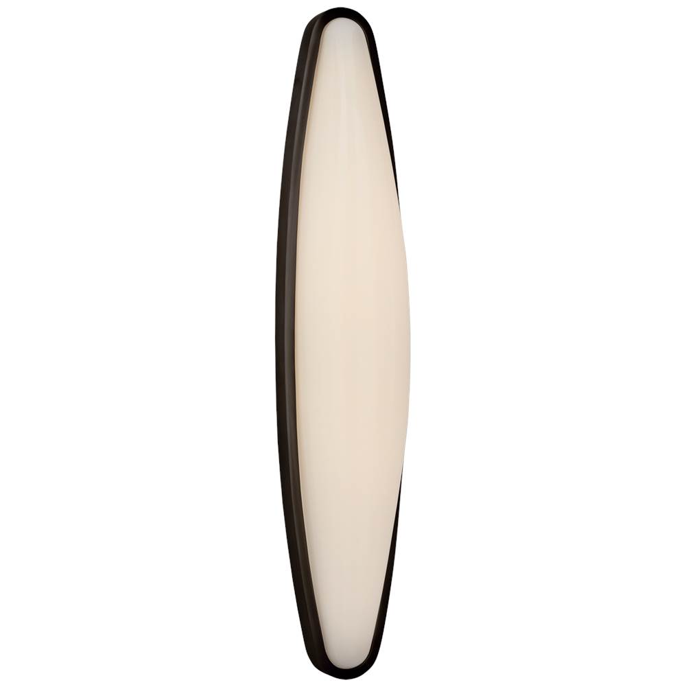 Visual Comfort Signature Collection Ezra Large Bath Sconce in Bronze with White Glass