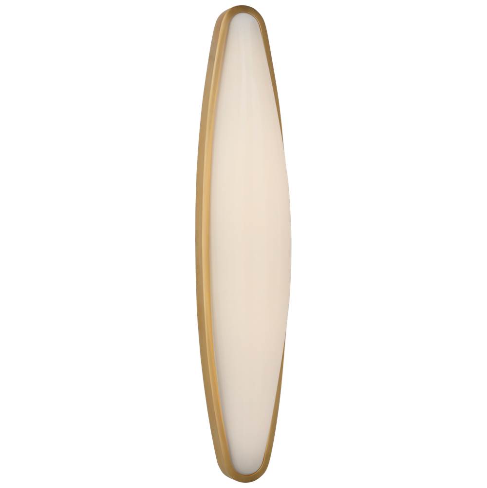 Visual Comfort Signature Collection Ezra Large Bath Sconce in Hand-Rubbed Antique Brass with White Glass