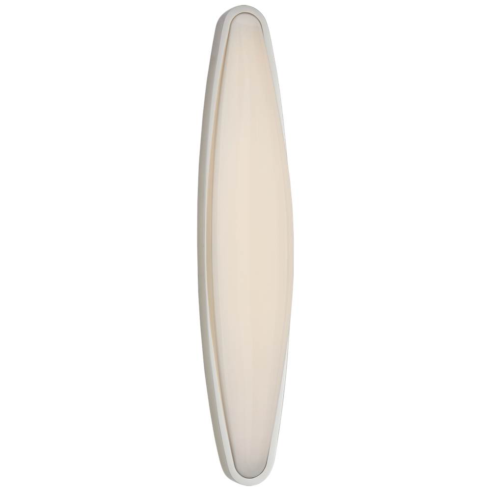 Visual Comfort Signature Collection Ezra Large Bath Sconce in Polished Nickel with White Glass