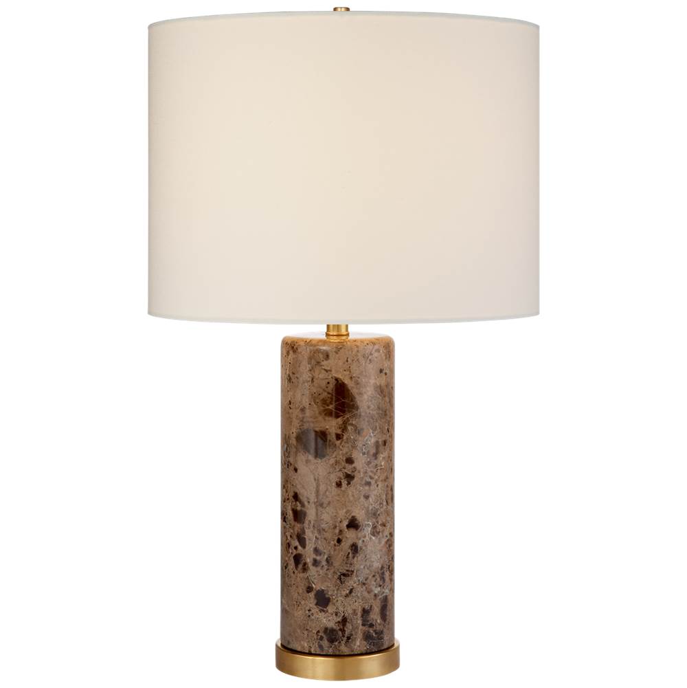 Visual Comfort Signature Collection Cliff Table Lamp in Brown Marble with Linen Shade
