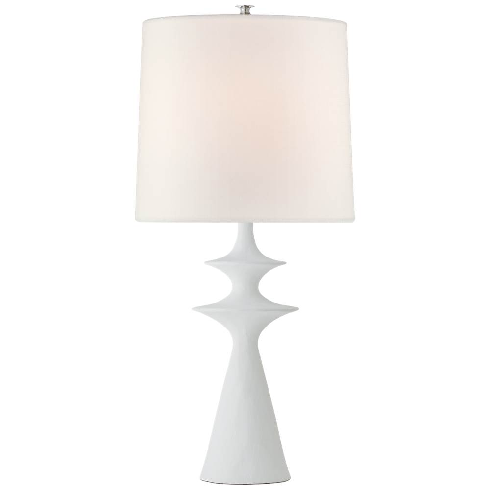 Visual Comfort Signature Collection Lakmos Large Table Lamp in Plaster White with Linen Shade
