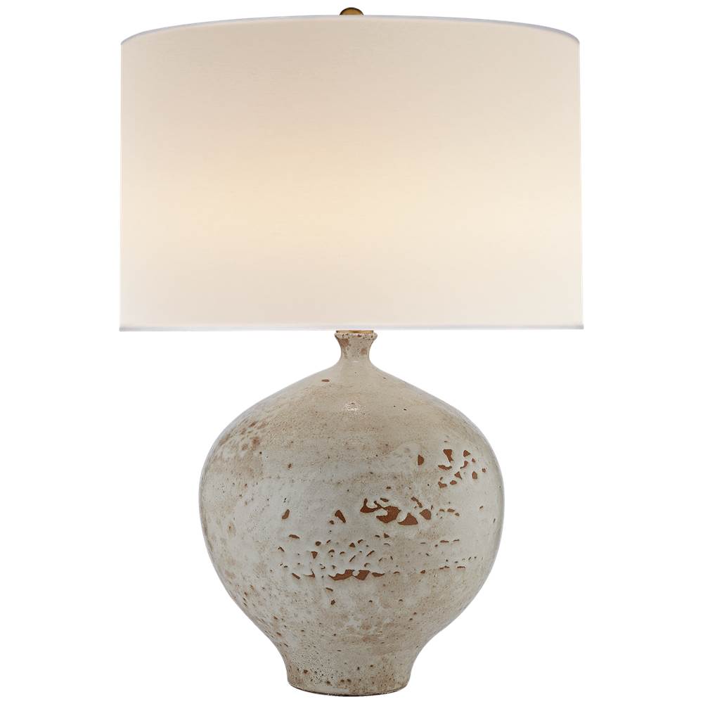 Visual Comfort Signature Collection Gaios Table Lamp in Pharaoh White with Linen Shade
