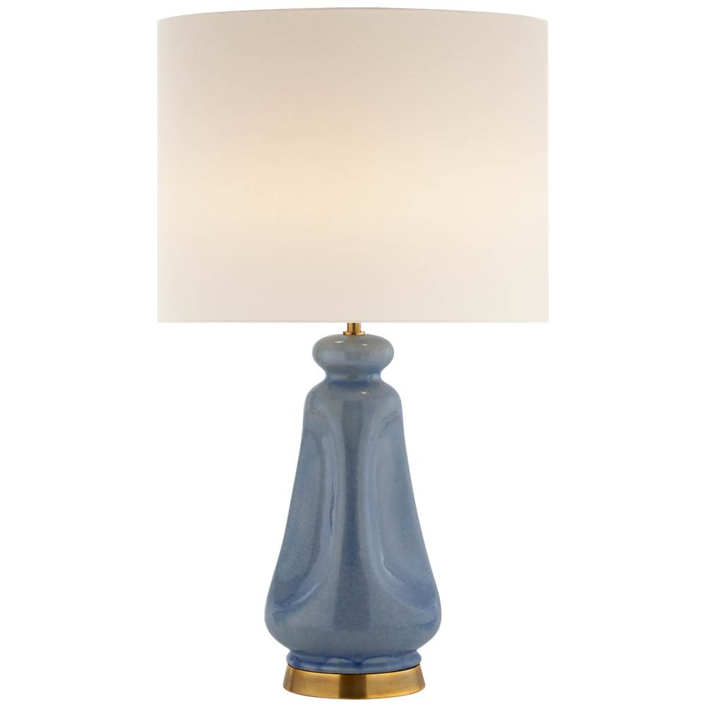 Visual Comfort Signature Collection Kapila Table Lamp in Polar Blue Crackle with Linen Shade