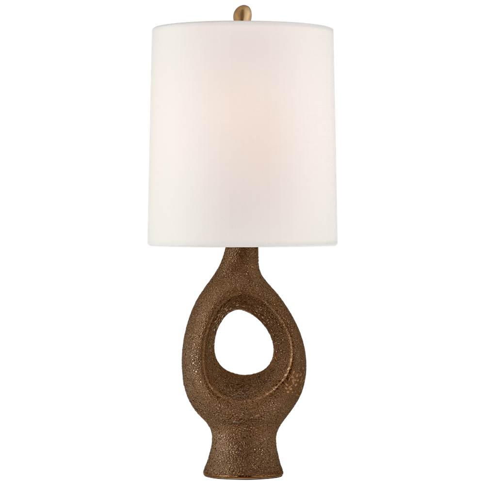 Visual Comfort Signature Collection Capra Medium Table Lamp in Chalk Burnt Gold with Linen Shade