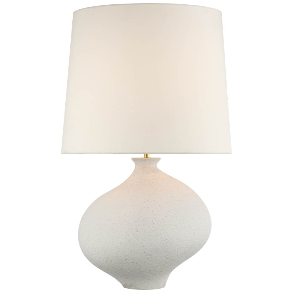 Visual Comfort Signature Collection Celia Large Right Table Lamp in Marion White with Linen Shade