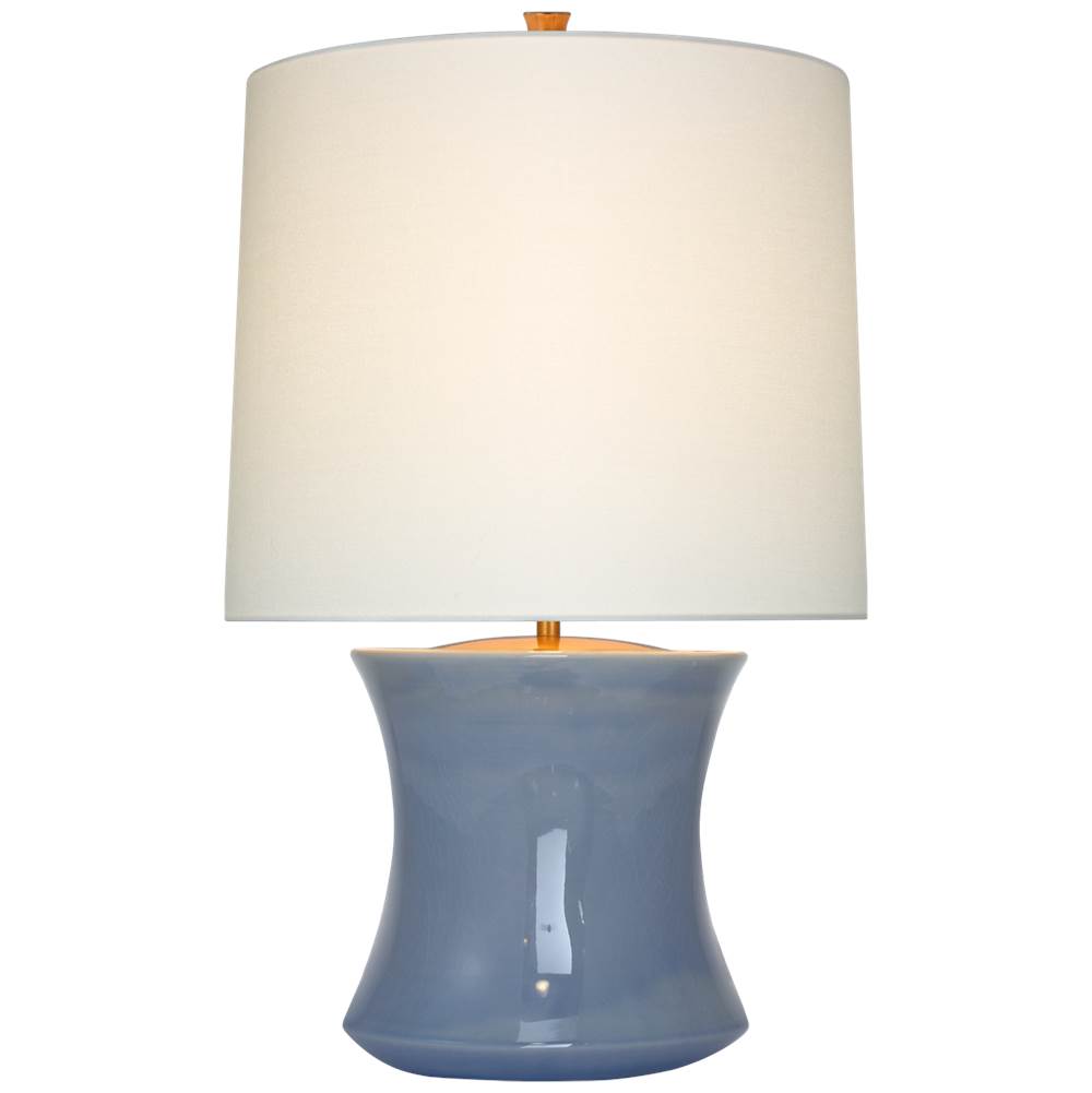 Visual Comfort Signature Collection Marella Accent Lamp in Polar Blue Crackle with Linen Shade