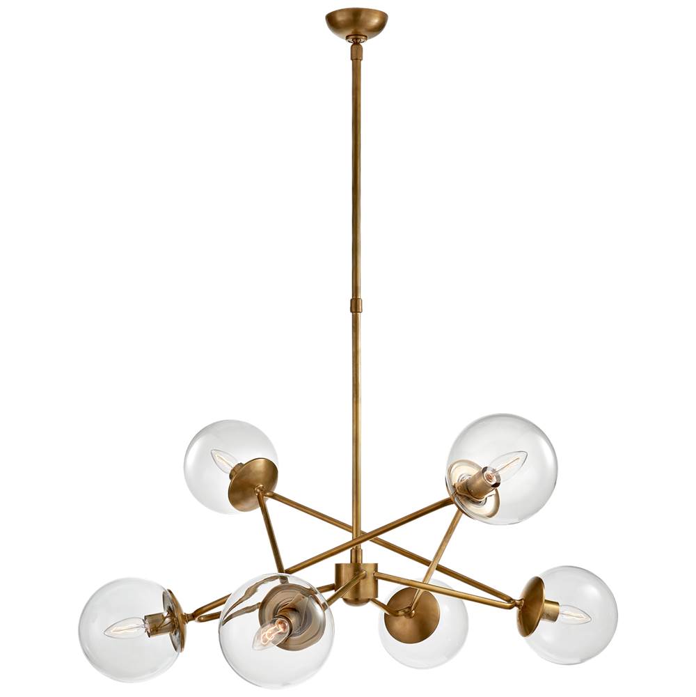 Visual Comfort Signature Collection Turenne Large Dynamic Chandelier in Hand-Rubbed Antique Brass with Clear Glass