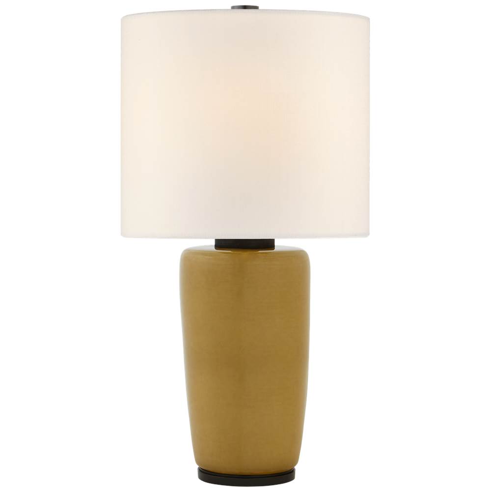 Visual Comfort Signature Collection Chado Large Table Lamp in Dark Moss with Linen Shade
