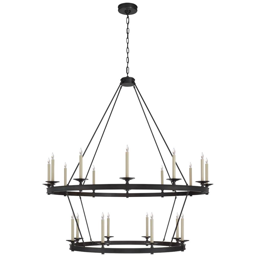 Visual Comfort Signature Collection Launceton Grande Two Tiered Chandelier in Bronze