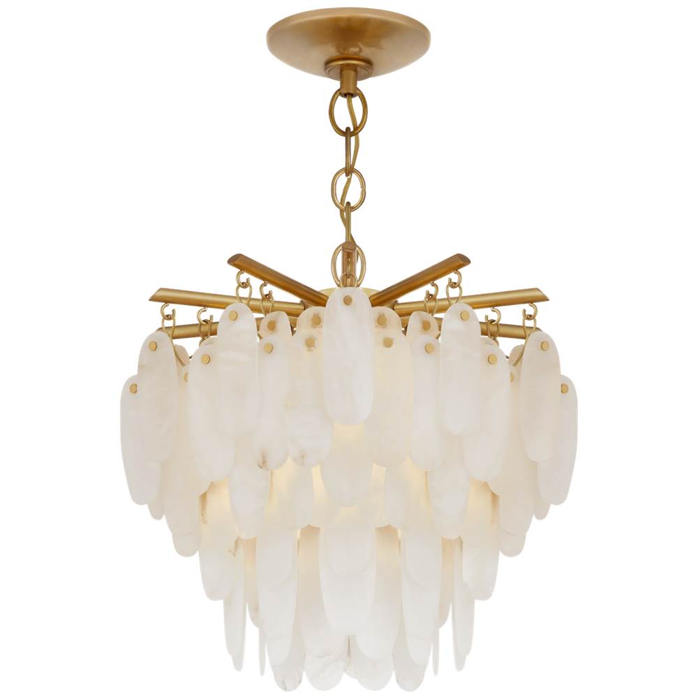 Visual Comfort Signature Collection Cora Medium Semi-Flush Mount Chandelier in Antique-Burnished Brass with Alabaster