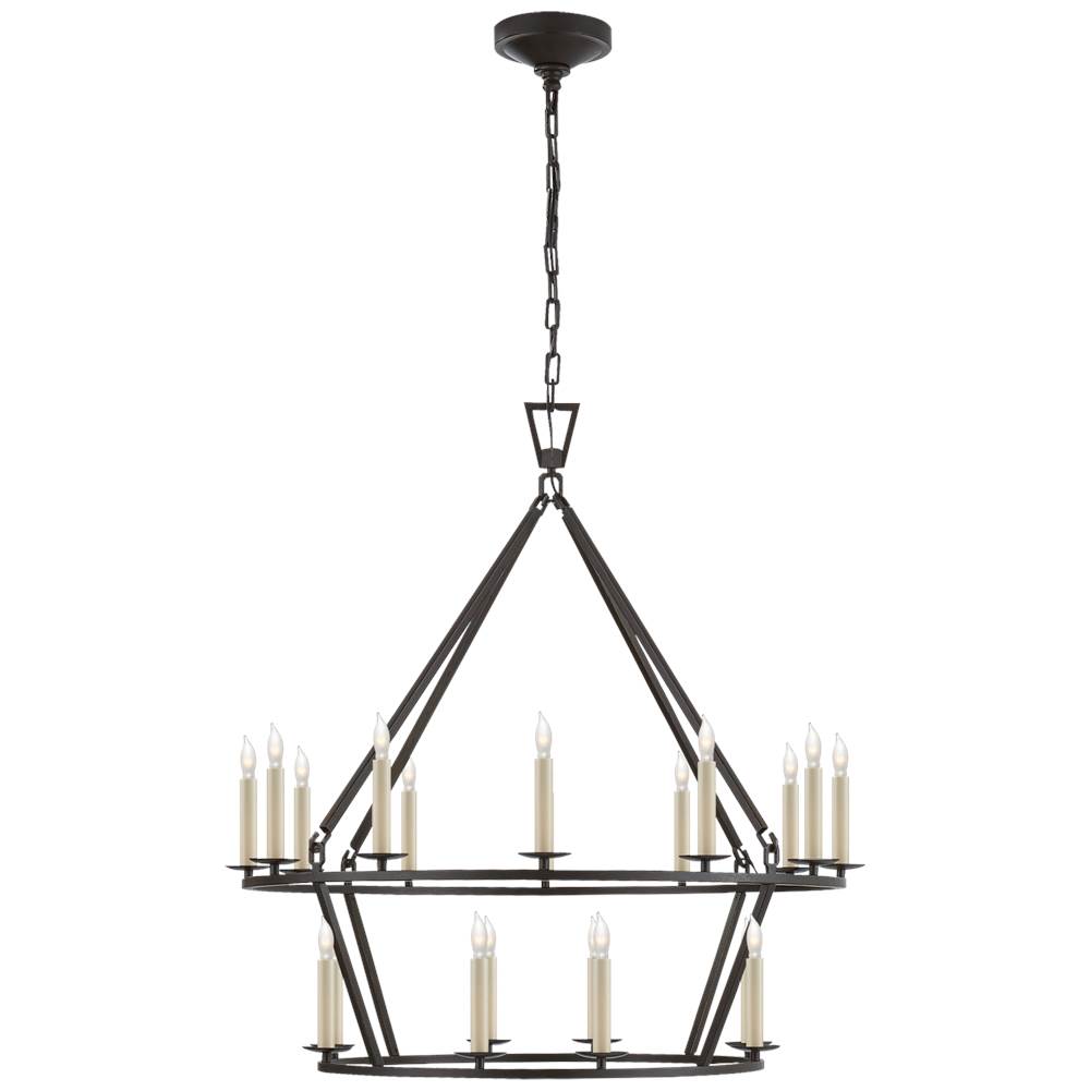 Visual Comfort Signature Collection Darlana Medium Two-Tier Chandelier in Aged Iron