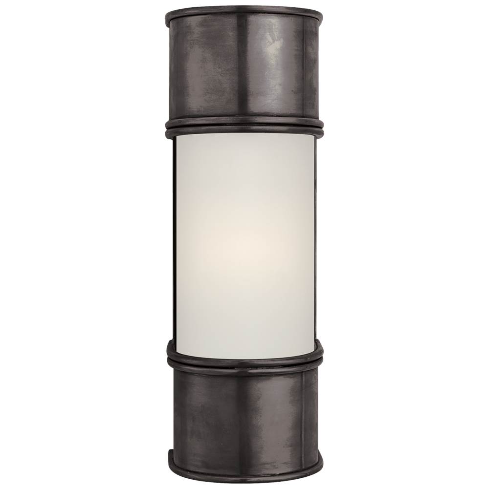 Visual Comfort Signature Collection Oxford 12'' Bath Sconce in Bronze with Frosted Glass