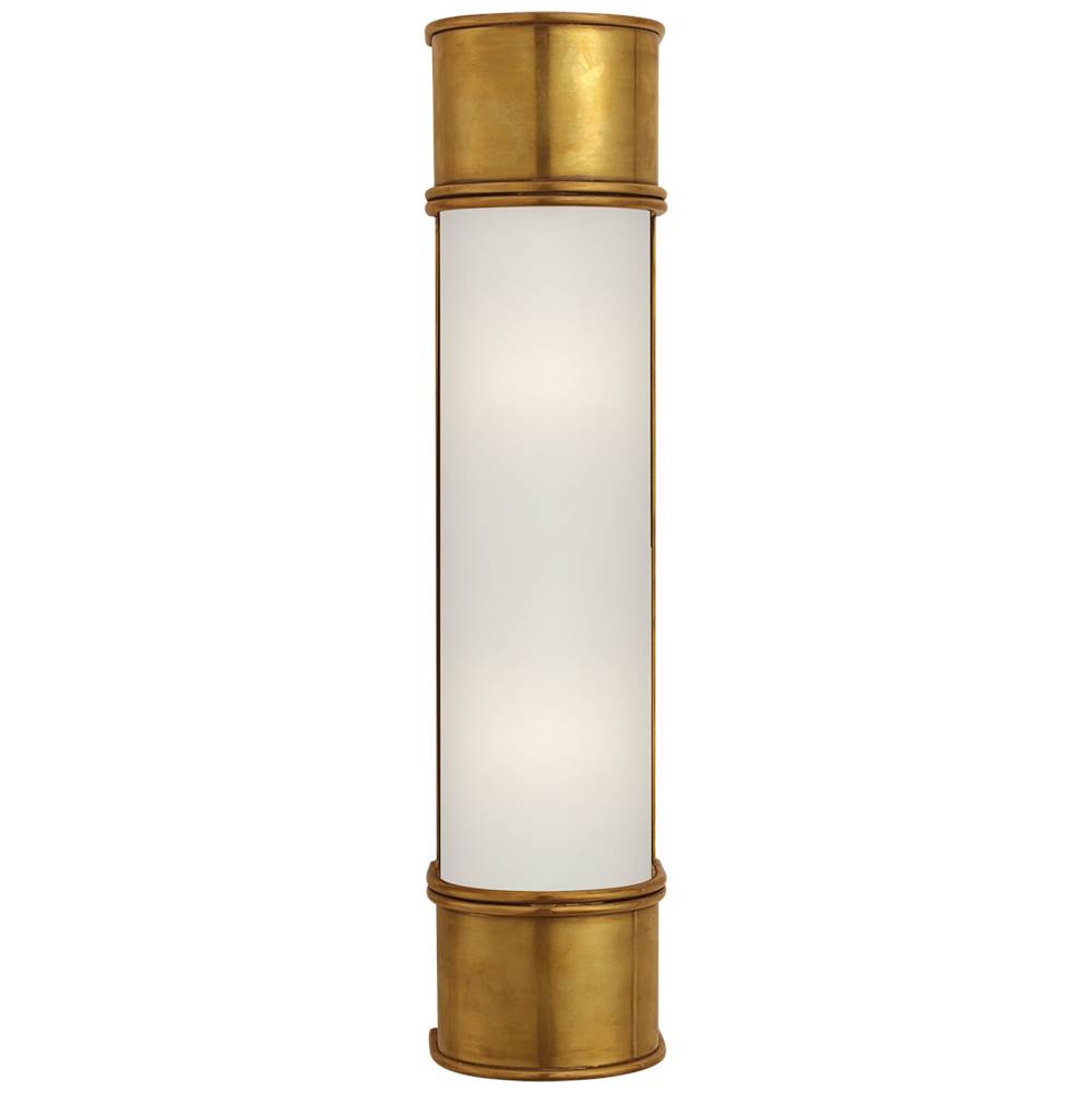 Visual Comfort Signature Collection Oxford 18'' Bath Sconce in Antique-Burnished Brass with Frosted Glass