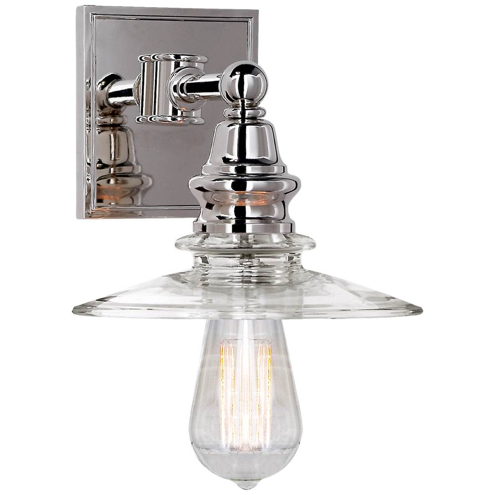 Visual Comfort Signature Collection Covington Shield Sconce in Polished Nickel with Clear Glass