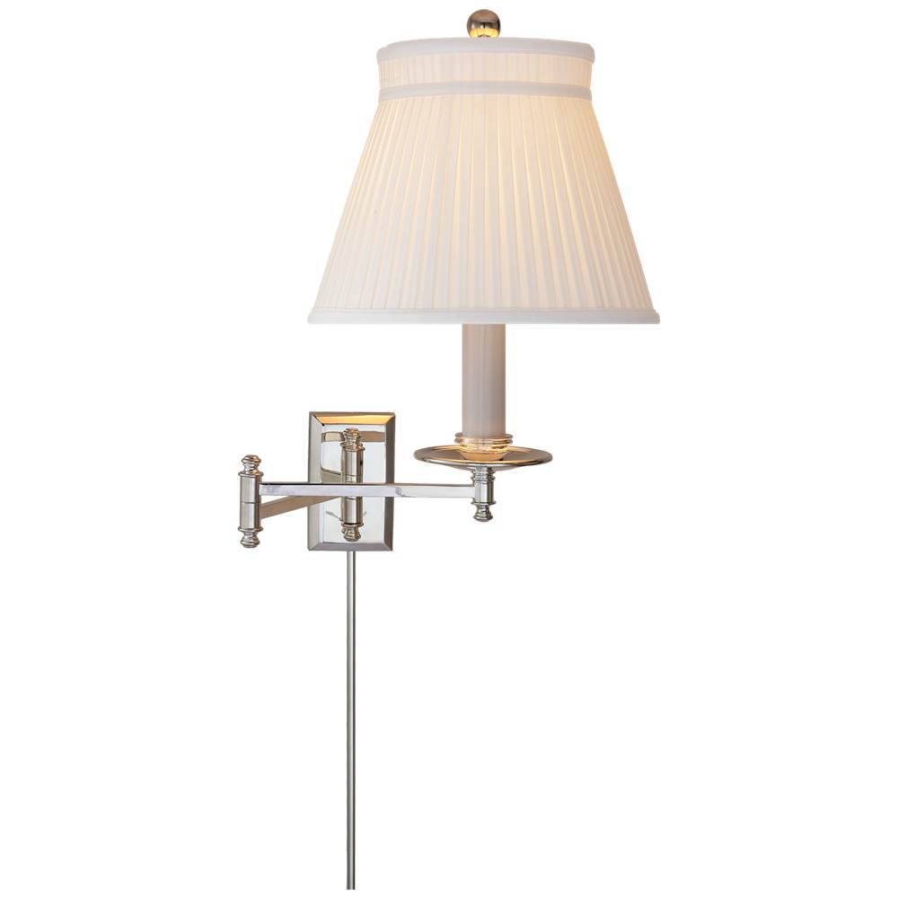 Visual Comfort Signature Collection Dorchester Swing Arm in Polished Nickel with Silk Crown Shade