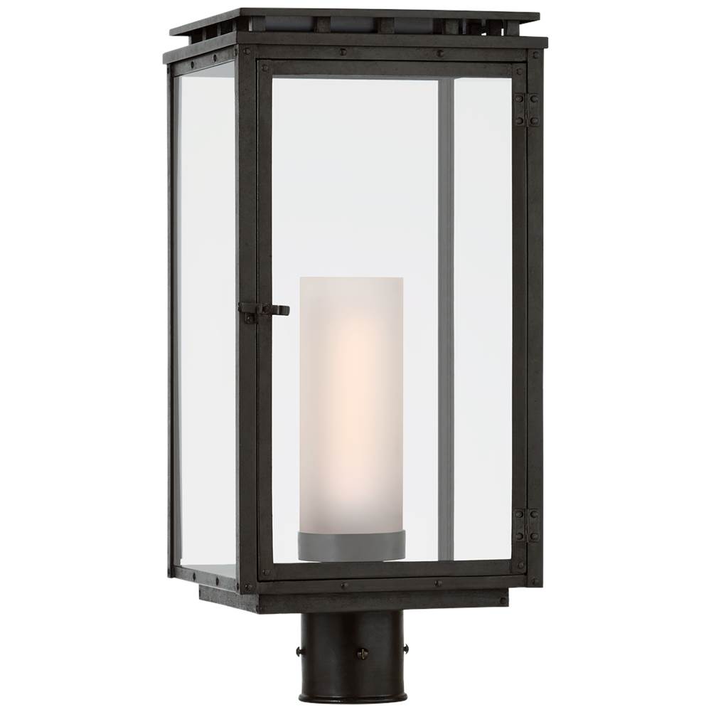 Visual Comfort Signature Collection Cheshire Post Light in Aged Iron with Clear Glass
