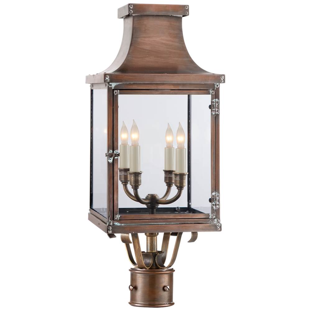 Visual Comfort Signature Collection Bedford Post Lantern in Natural Copper with Clear Glass