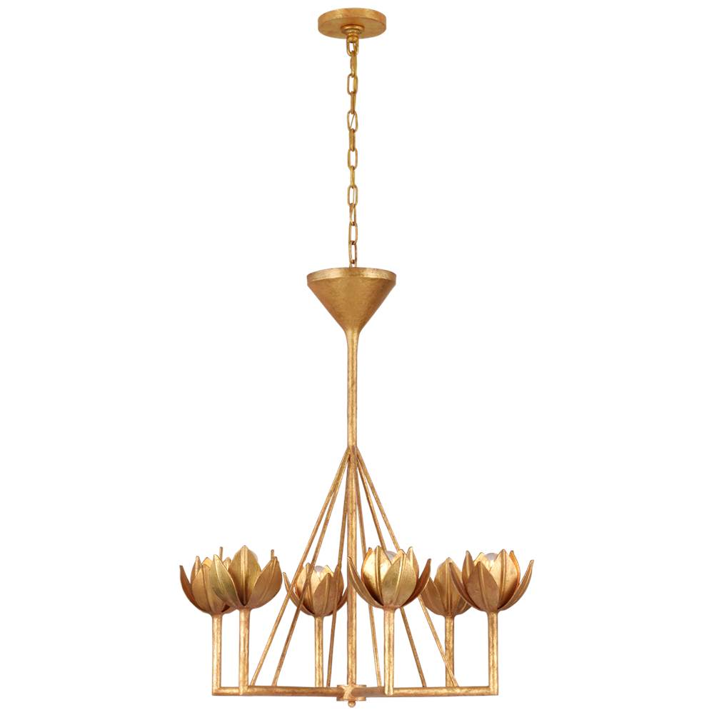 Visual Comfort Signature Collection Alberto Small Single Tier Chandelier in Antique Gold Leaf
