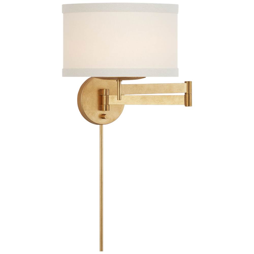 Visual Comfort Signature Collection Walker Swing Arm Sconce in Gild with Cream Linen Shade