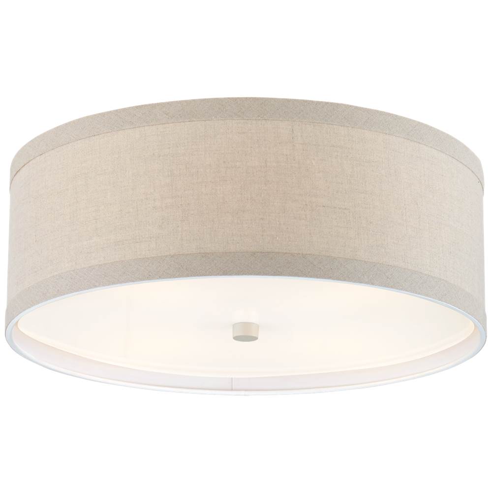 Visual Comfort Signature Collection Walker Medium Flush Mount in Light Cream with Natural Linen Shade