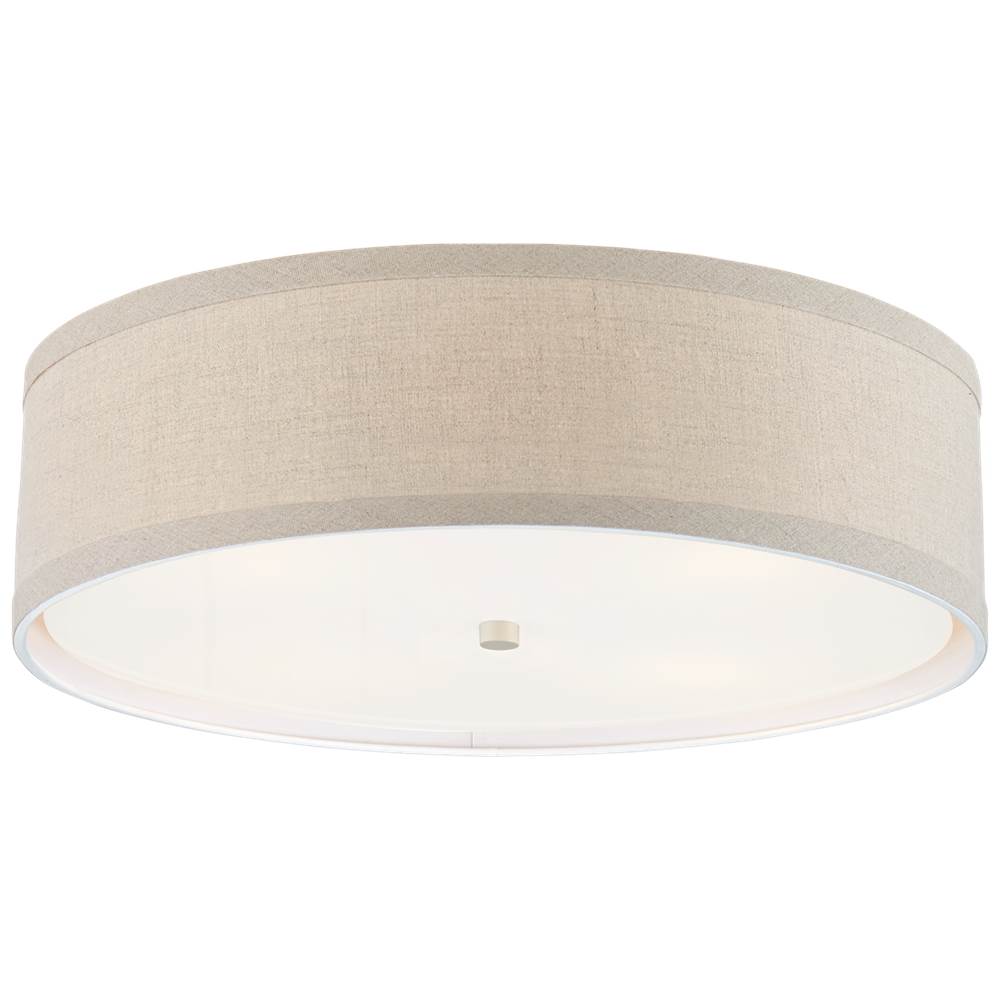 Visual Comfort Signature Collection Walker Large Flush Mount in Light Cream with Natural Linen Shade