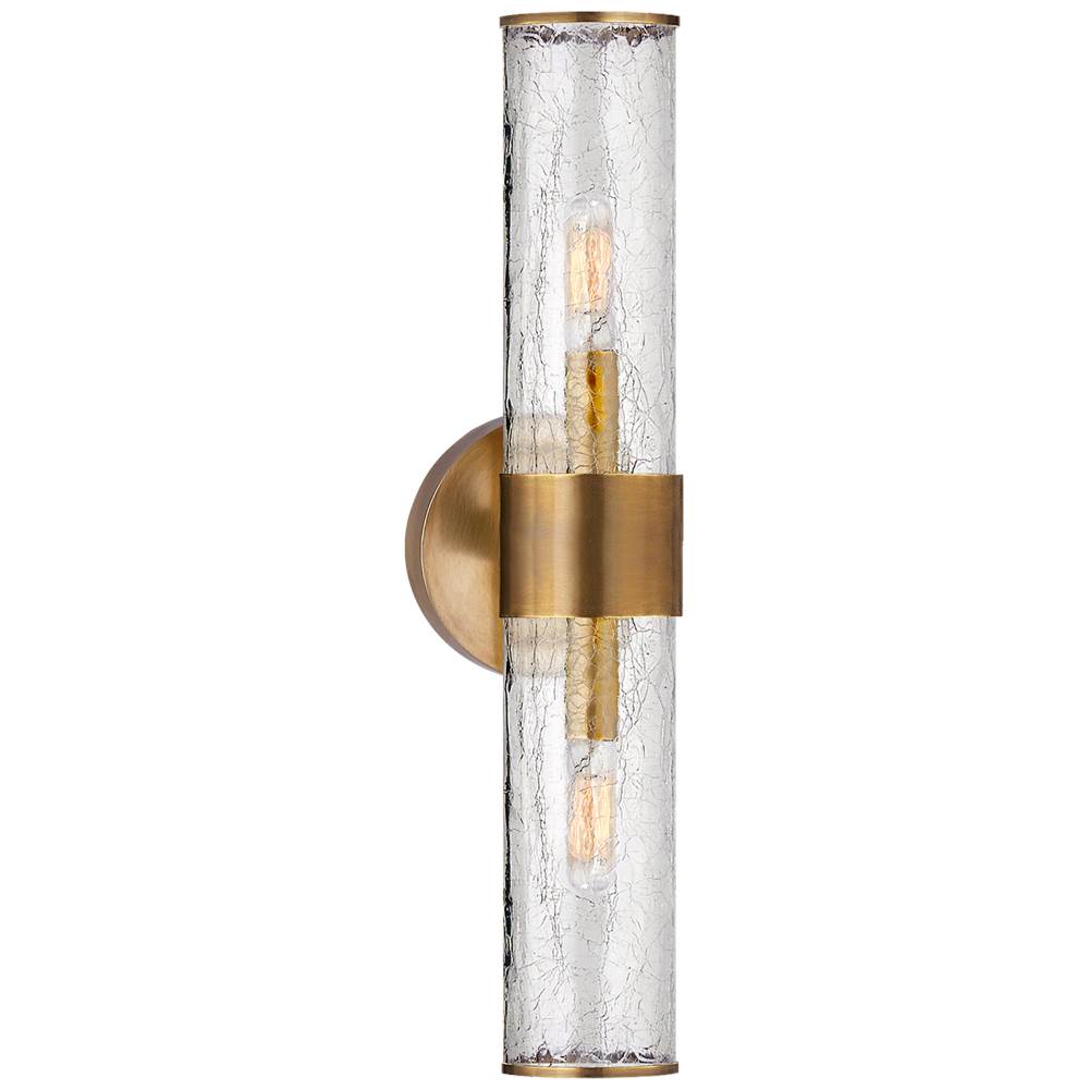 Visual Comfort Signature Collection Liaison Medium Sconce in Antique-Burnished Brass with Crackle Glass