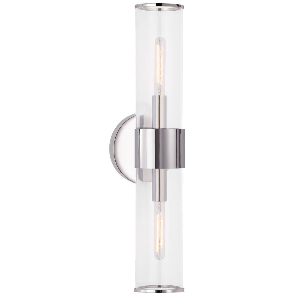 Visual Comfort Signature Collection Liaison Medium Sconce in Polished Nickel with Clear Glass