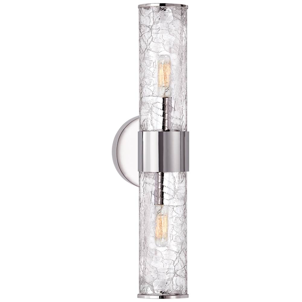 Visual Comfort Signature Collection Liaison Medium Sconce in Polished Nickel with Crackle Glass