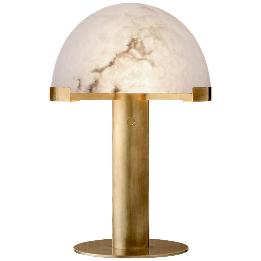 Visual Comfort Signature Collection Melange Desk Lamp in Antique-Burnished Brass with Alabaster Shade