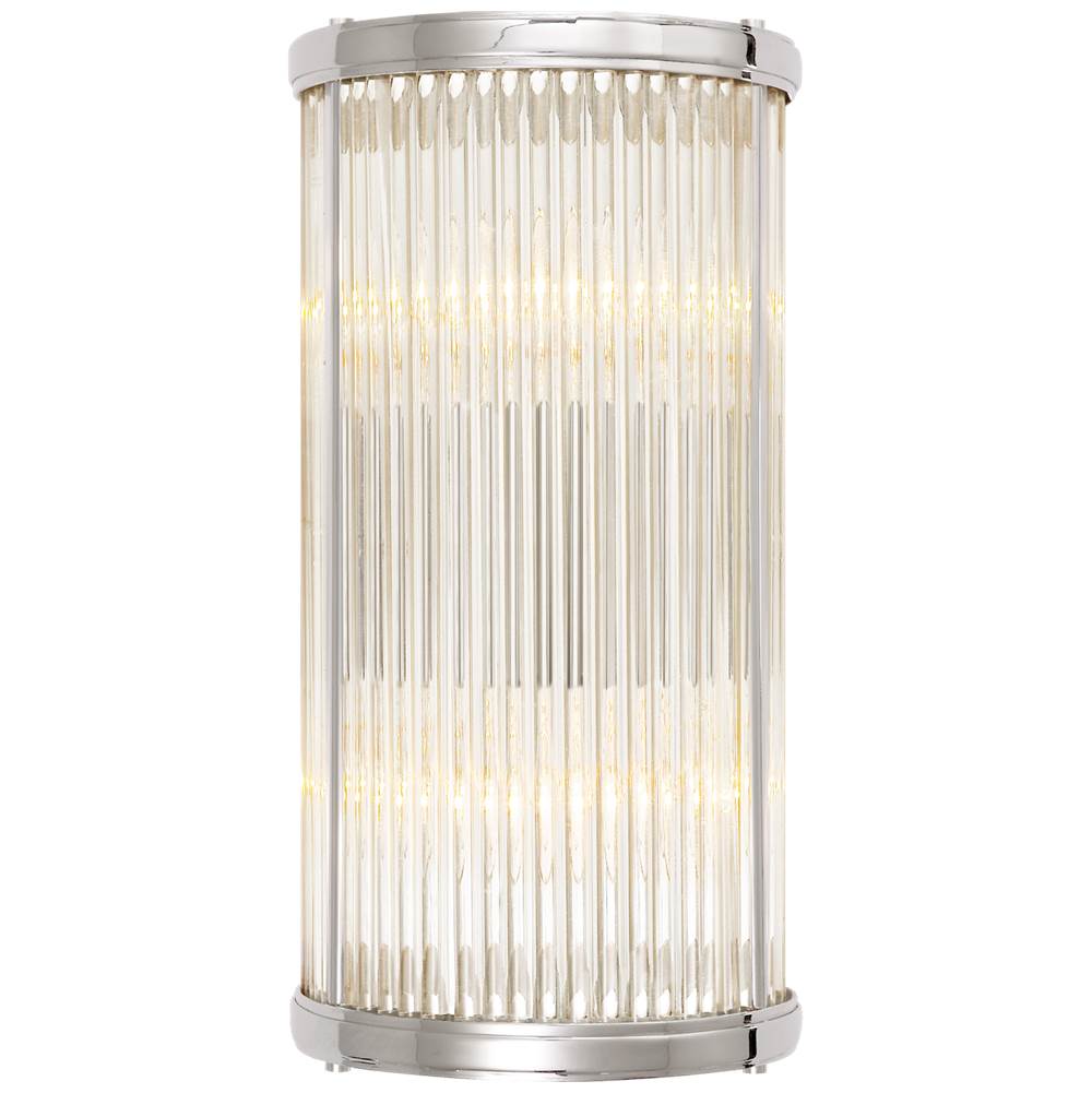 Visual Comfort Signature Collection Allen Small Linear Sconce in Polished Nickel and Glass Rods